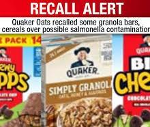 Quaker recall 2023: Granola bars, cereal recalled for salmonella risk