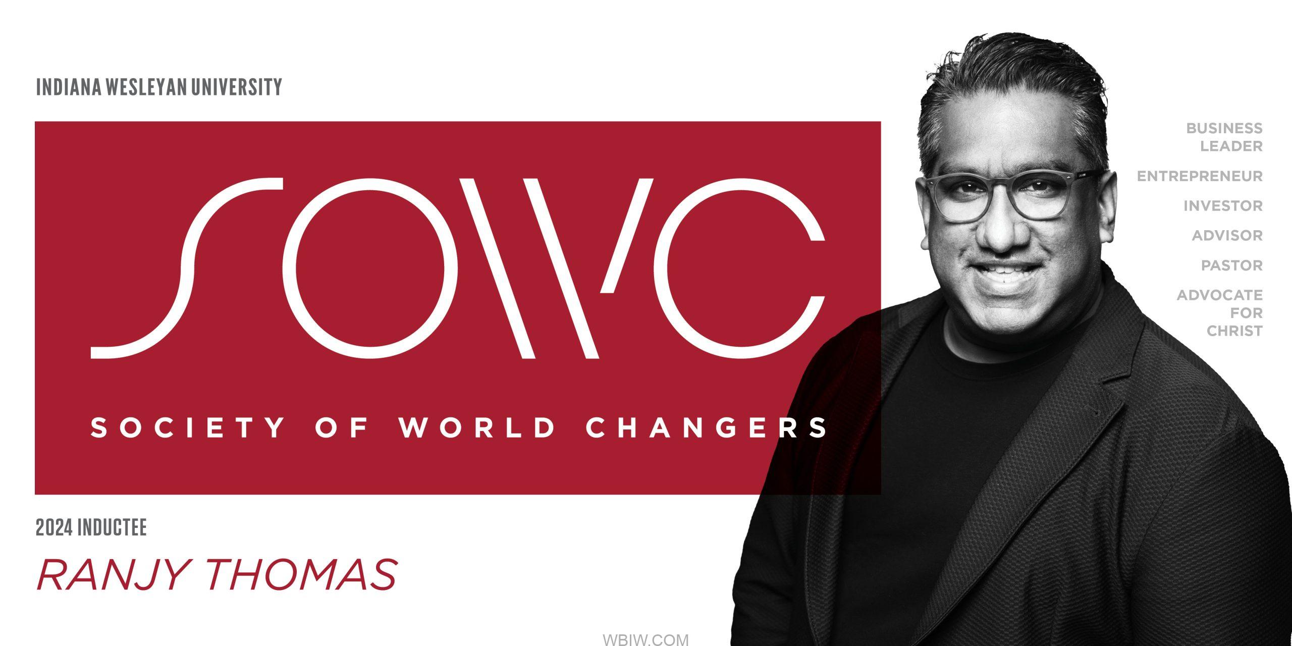 Ranjy Thomas to be inducted into Indiana Wesleyan University's Society of World Changers - Vimarsana News