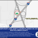 Temporary lane, ramp closures planned on I-65 in Bartholomew County