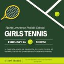 North Lawrence Middle School Girls Tennis Meeting set for February 26