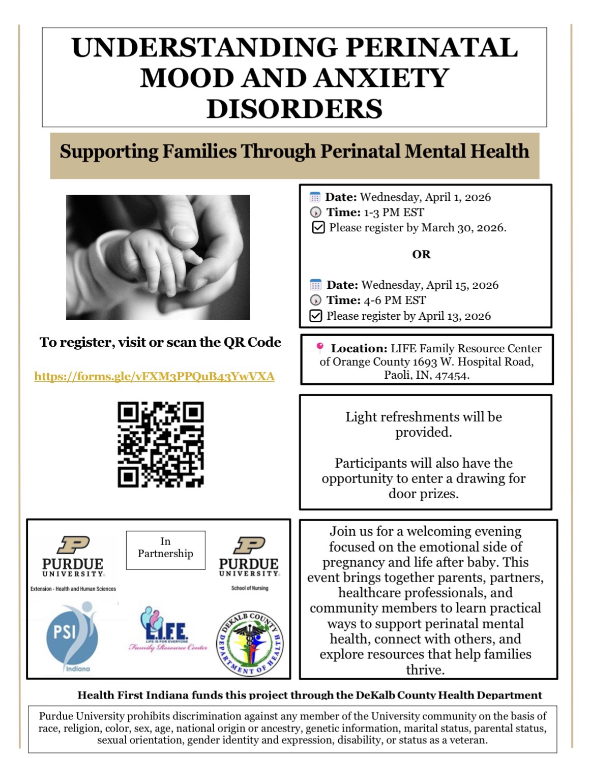 Educational sessions on perinatal mental health to be held in Paoli