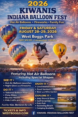 Kiwanis Indiana Balloon Fest moves to West Boggs Park for 2026 Season