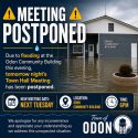 Flash flooding damages Odon Town Hall, Forcing postponement of town meeting