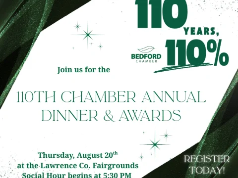 Bedford Chamber will host its 110th Annual Chamber Dinner on Thursday, August 20th