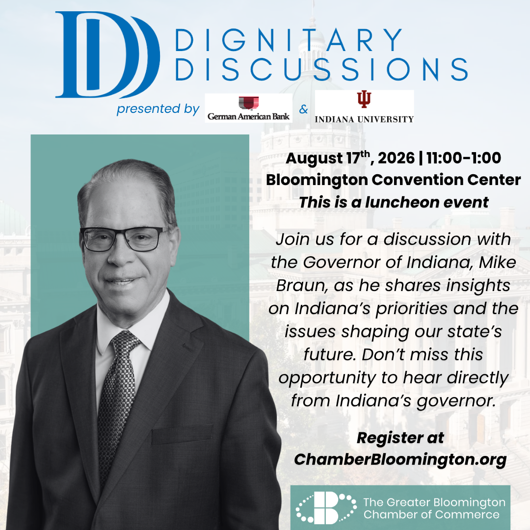 Governor Mike Braun to headline Greater Bloomington Chamber’s Dignitary Discussions event Aug. 17