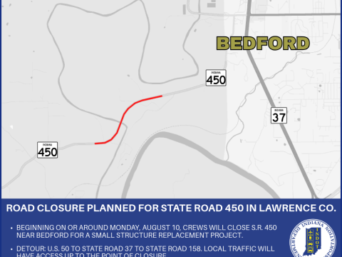 Road closure planned for State Road 450 in Lawrence County