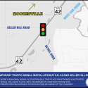 Temporary traffic signal installation at State Road 42 and Keller Hill Road/Bethel Road near Mooresville